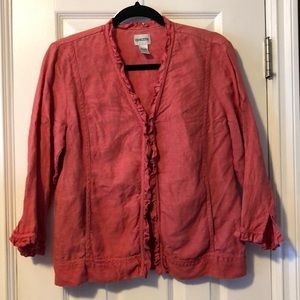 Red, linen, Chico’s jacket.